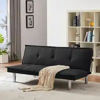 Ship from US.AUKFA Solid Colour Full Folding Couch Sofa Black Fabric Sofa Bed - Convertible Folding Futon Sofa Bed Sleeper