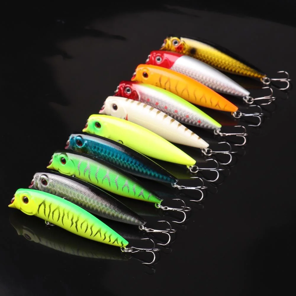 

10pcs 9.5cm 12g Popper Fishing Lures Topwater Bait Hard Bait Artificial Wobblers Plastic Fishing Tackle