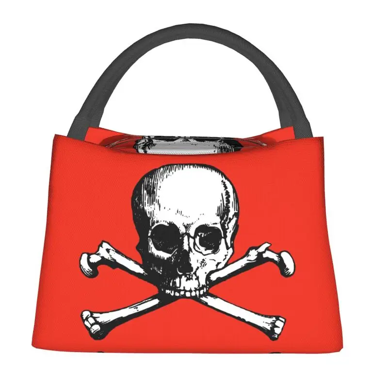 

SKull Cross Bones Insulated Lunch Tote Bag for Women Portable Cooler Thermal Bento Box Hospital Office