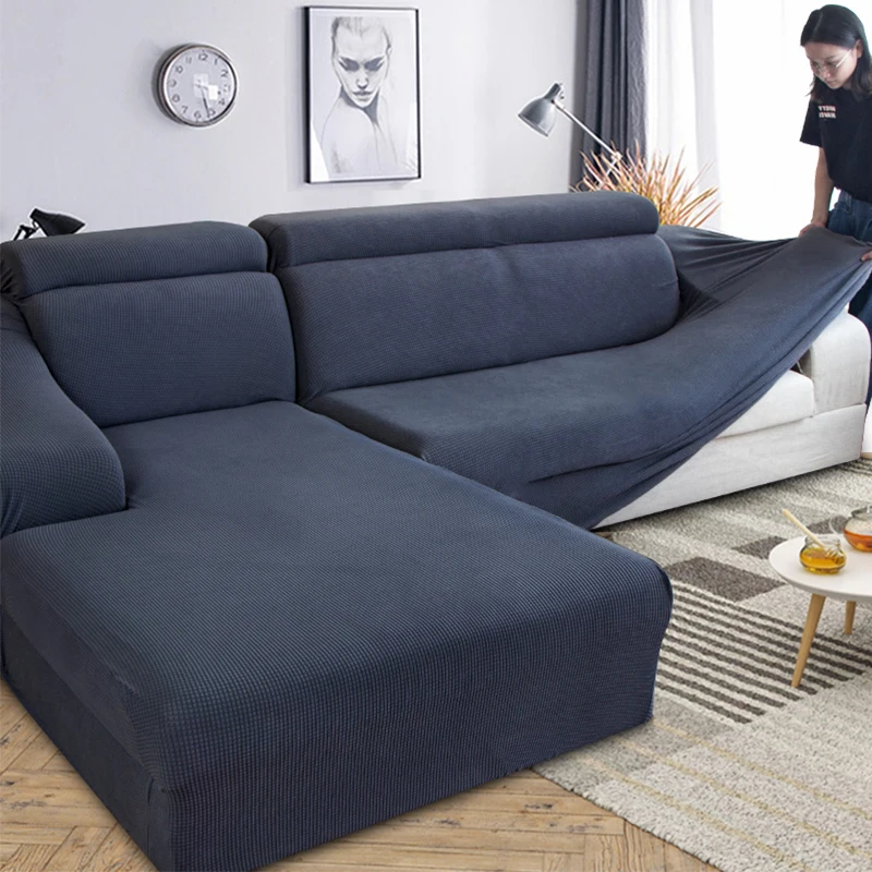 

Waterproof Sectional Couch Covers Stretch L Shape Sofa Cover L-Shaped Slipcovers Set for Living Room Anti Slip Furniture Protect