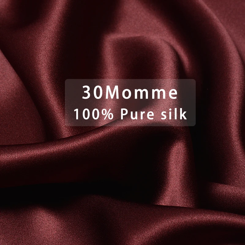 

HYSK 100% Mulberry Silk Fabric 30 Momme Satin Silk Plain Dyed luxury charmeuse For DIY Dress Clothing Bedding Wedding