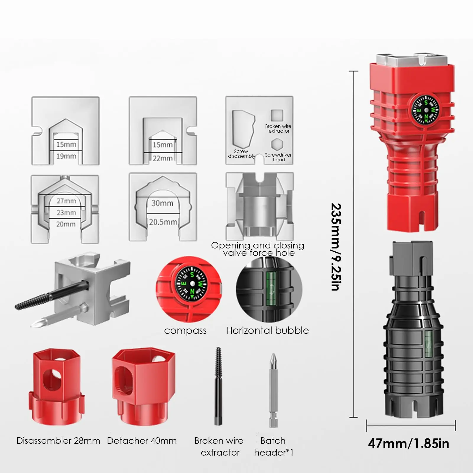 

Ключ для раковины, смеситель 24 в 1, инструмент для монтажа раковины, многофункциональный Сантехнический ключ