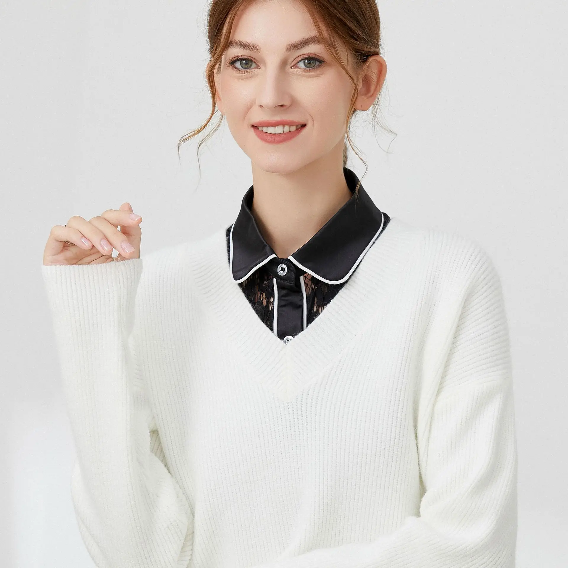 

Передний галстук белый имитационный воротник для женщин отворот съемный воротник рубашки Дамская накладная блузка воротник половина рубашки Kraagje Nep