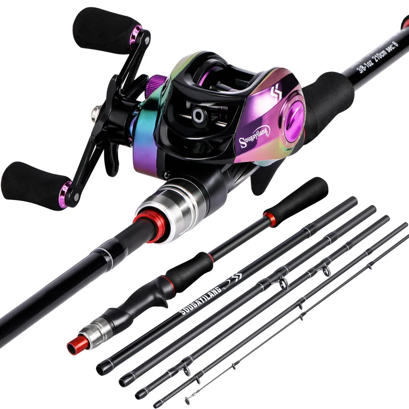 

Sougayilang Fishing Rod Reel Combo 1.8-2.1M Lure Fishing Rod and 7.2:1 High Speed Baitcasting Reel Set Fishing Tackle