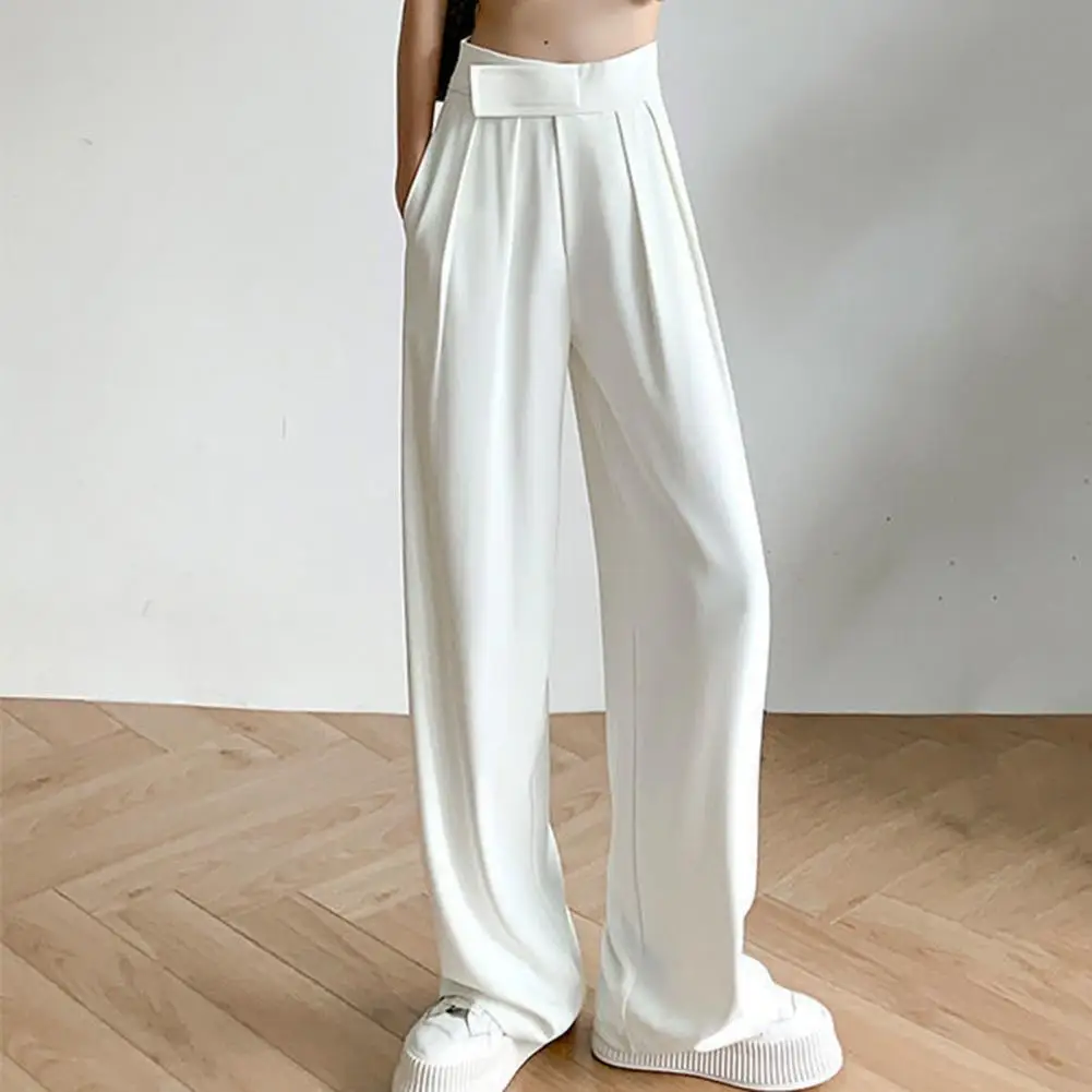 

Женские свободные весенне-летние широкие брюки с высокой талией, облегающие повседневные брюки, корейский модный трендовый женский костюм, прямые брюки, новинка 2023