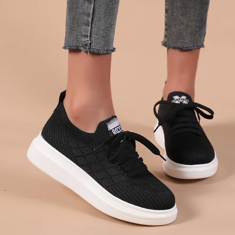 

Женские кроссовки на плоской подошве, сетчатые дышащие кроссовки, повседневная обувь для ходьбы и бега, Удобная дорожная обувь на платформе...