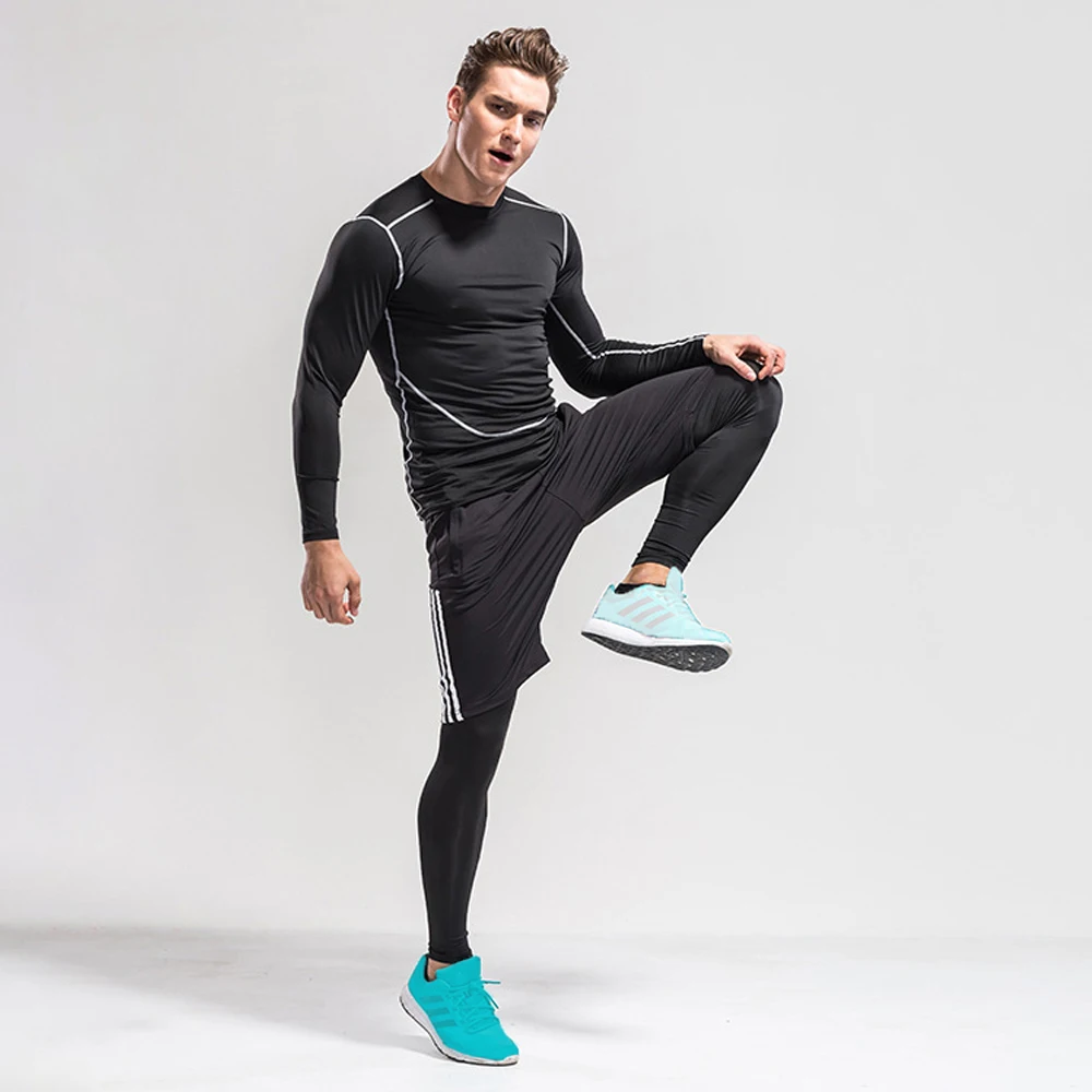 Men Thermal Underwear Sets Fleece Compression Long Johns Keep Warm Winter Inner Wear Clothes Tracksuit High-elastic Sports Suit