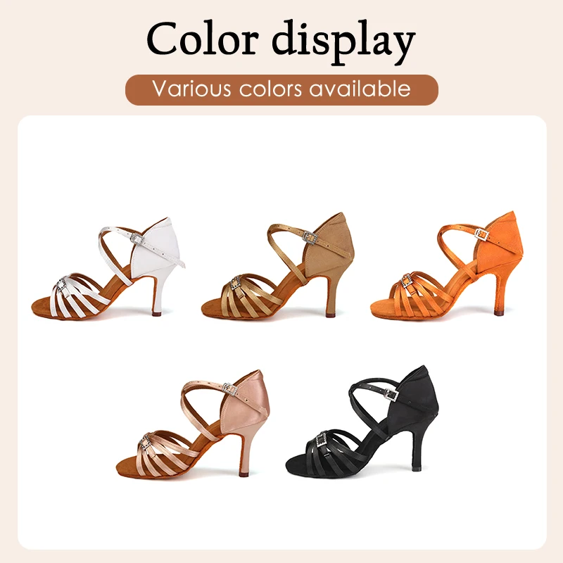 New Ballroom Latin Dance Shoes for Women/Girls/Ladies Tango&Salsa High Heeled Indoor Satin/Silk 5/7.5/8.5cm Professional