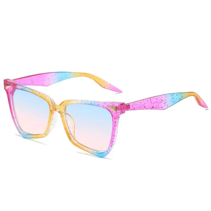 

New Polygon Big Frame Colorful Glitter Sunglasses Ladies Street Sunglasses Europe and The United States Hot Big Frame Sunglasses