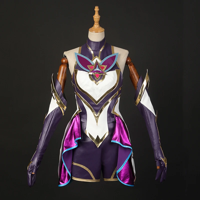 Фото Игра LOL Star Guardian Akali Косплей Костюм Платье из искусственной кожи Парик Сапоги по индивидуальному заказу Обувь Женская карнавальная форма для Хэллоуина №3