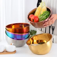 washing filter strainer basket rice stainless steel rose gold strainer colorful basket sieve drainer kitchen gadget dropshipping