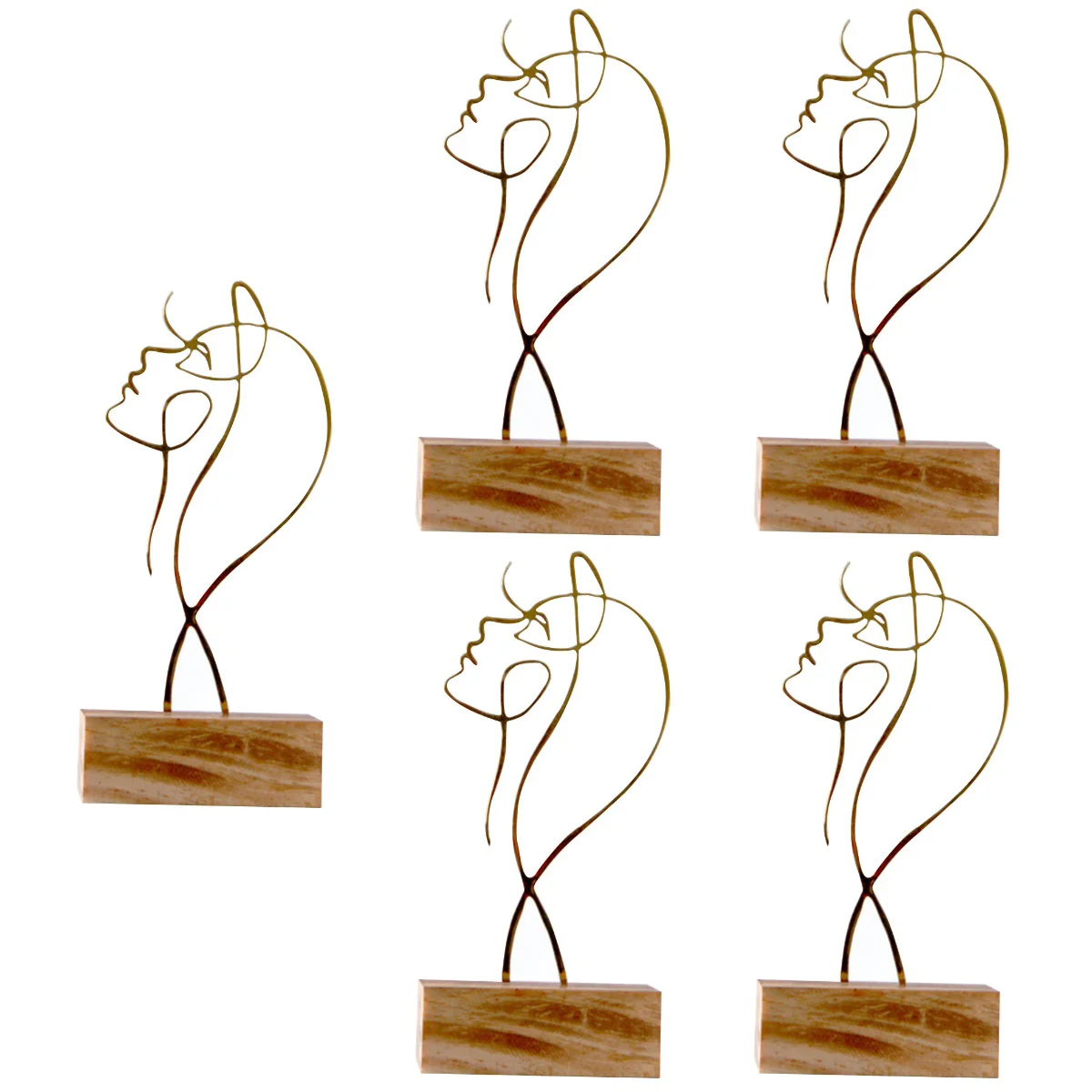

5pcs Sculpture Desktop Metal Statue Figurine with Base