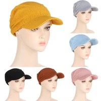 headscarf cap with brim candy colors scarf hat solid color outdoor fashion windproof summer empty top hat