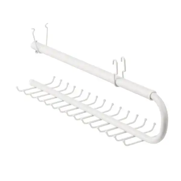 

30-Hook Metal Tie and Belt Closet Organizer, White. Easily organize your ties, scarves and belts.