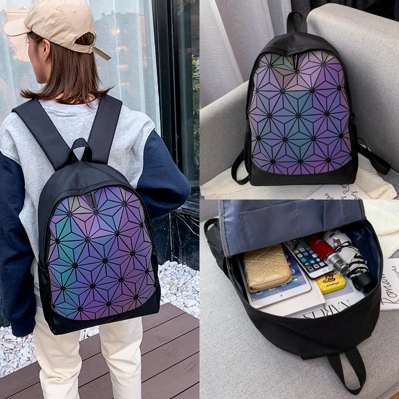 

Fashionable colorful geometric bag backpack creative personalized new student backpack sports backpack for girls boys