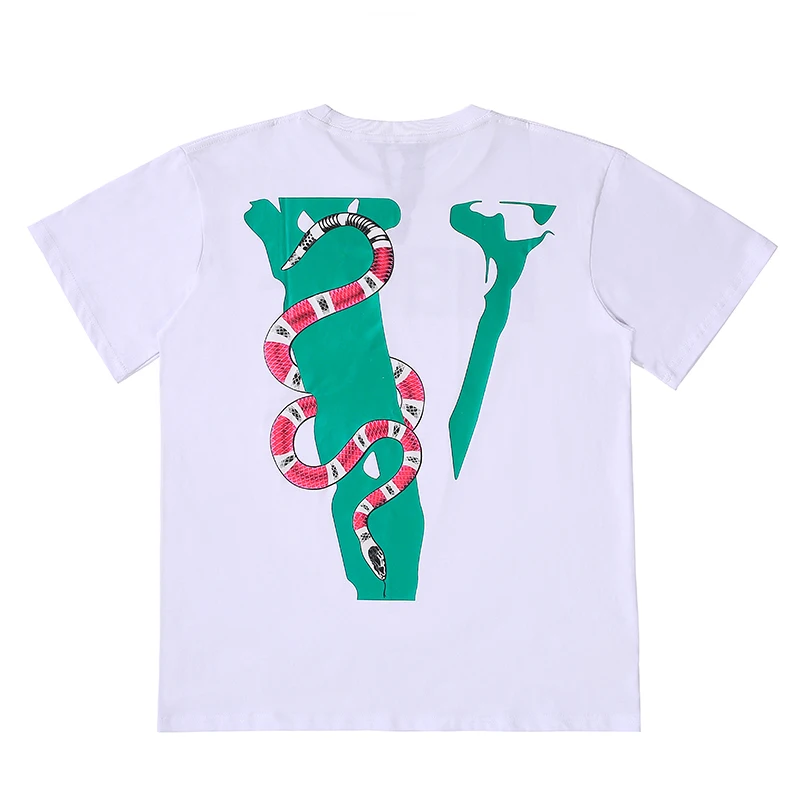 

Повседневная модная свободная футболка VLONE с круглым вырезом, для мужчин и женщин, из натурального хлопка, с буквенным принтом и V-образным в...