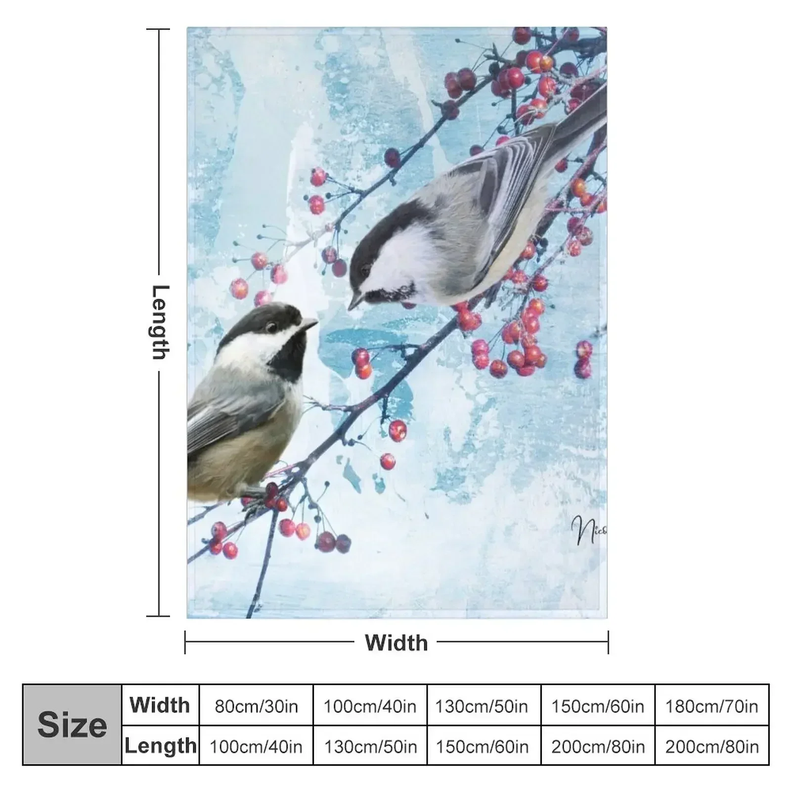 Chickadee Red Berry Modern Country Farmhouse Art A630 Плед Гигантский диван тяжелый для сна Мягкие