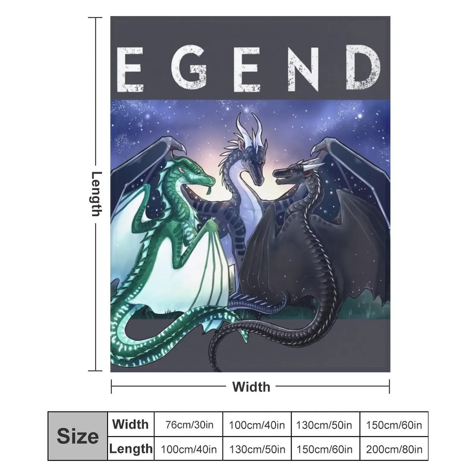 Wings of Fire - Legends Fathom Darkstalker Clearsight Декоративное одеяло Очень большое декоративное