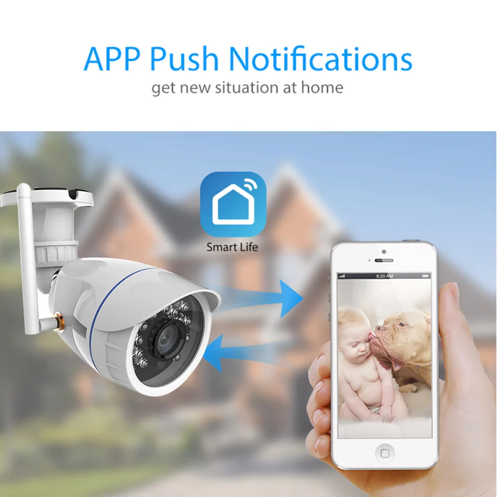 

720P Outdoor Waterproof IP Camera Wireless WiFi Cam for Alexa Echo Google Home 21 Infrared Led Lamps Ranging From 10-15 Meters