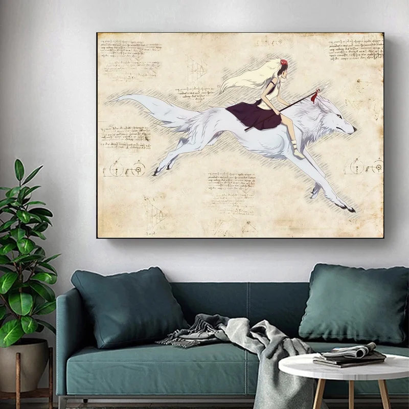 

Princess Mononoke Japanese Poster Art Print Wall Pictures for Living Room No Frame