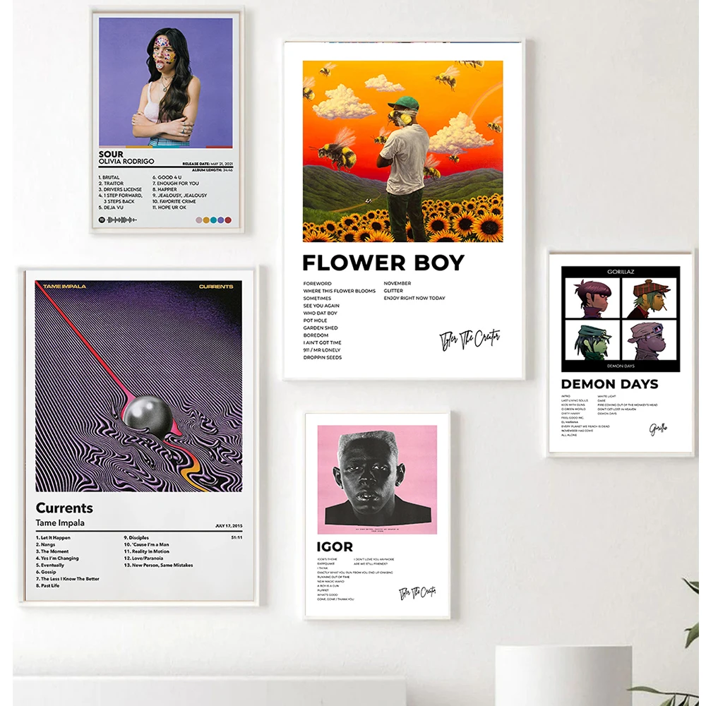 

Pop Music Band Poster Print Hip Hop Singer Travis Scott Tame Impala Gorillaz Custom Album Canvas Painting Wall Art Room Decor