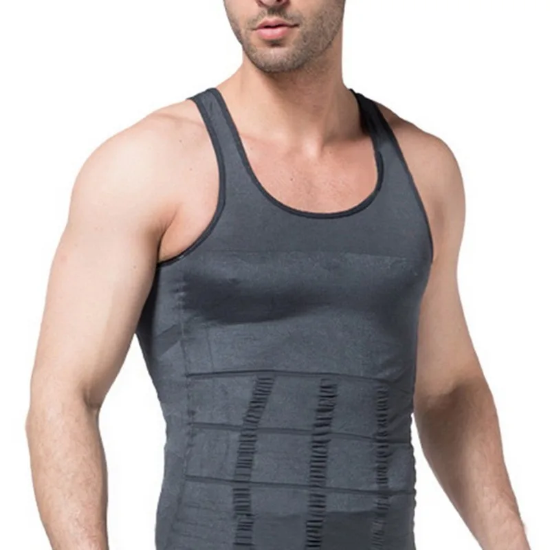 

2021 Men Body Shaper Tight Skinny Tummy Waist Trainer Posture Shirt Elastic Abdomen Tank Top Shape Vests Slimming Boobs Gym Vest