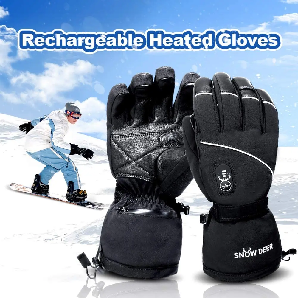 SNOW DEER Heated Glove For Women Warm Rechargeable Electric Ski Heating Gloves Winter Snowboard Mittens Men Touchscreen
