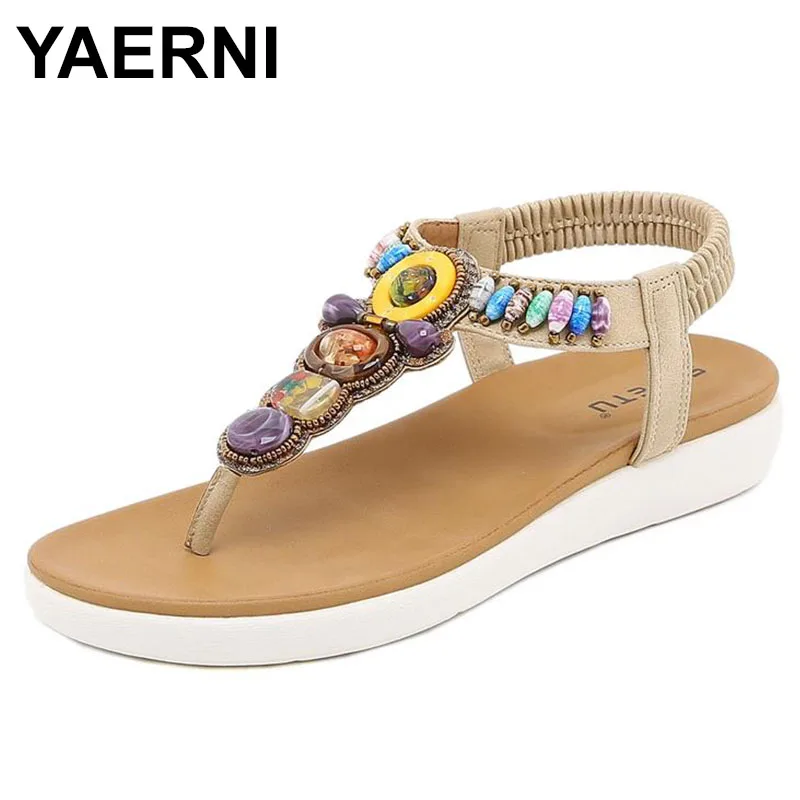 

Women's Sandals Summer Bohemia Platform Wedges Shoes Crystal Gladiator Rome Ladies Beach Shoes Casual Elastic Band Female cl7