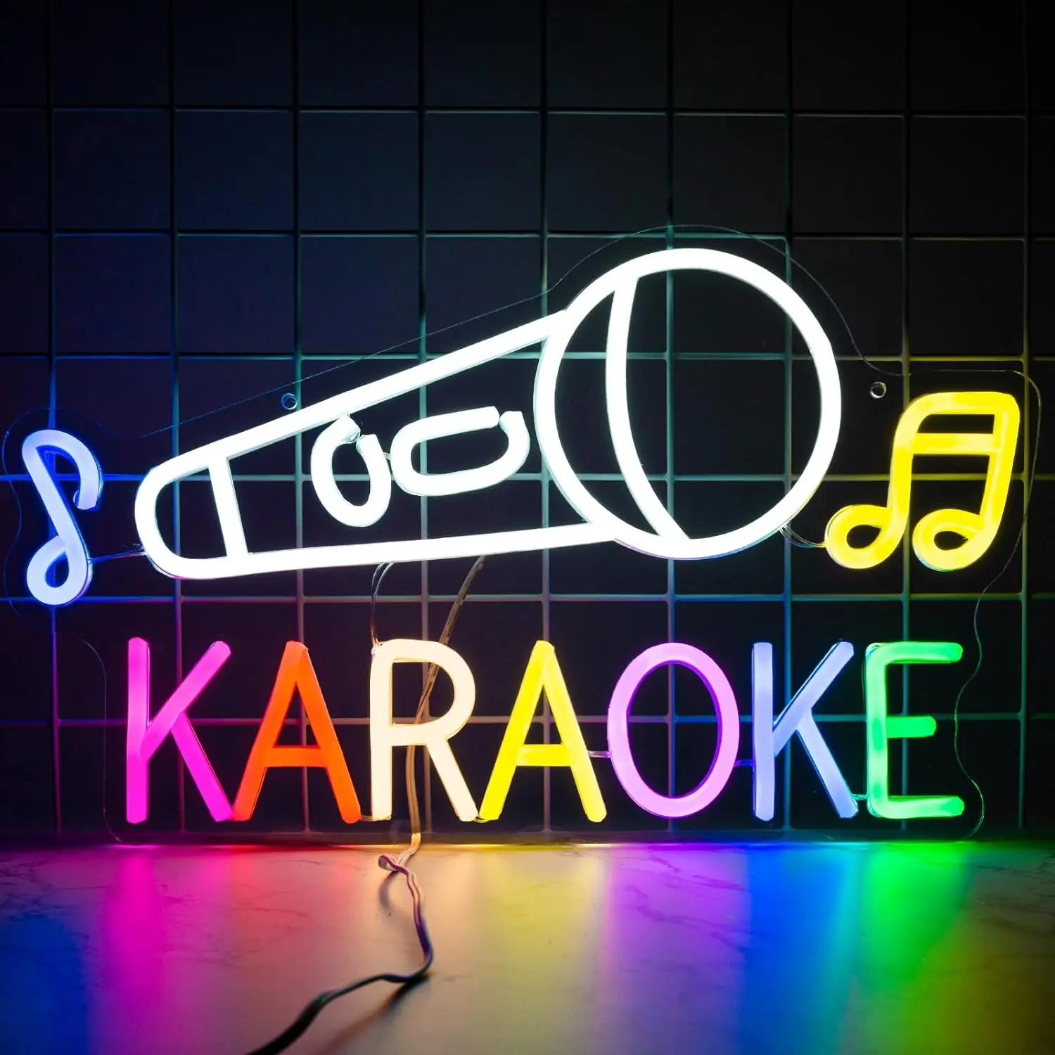 

Неоновая Вывеска «Караоке» С Микрофоном И Музыкальными Нотами, Светодиодная Подсветка, Регулируемая Яркость Через USB