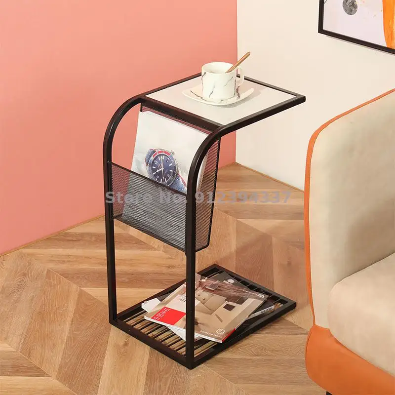 Скандинавский журнальный столик с мраморной поверхностью простой современный