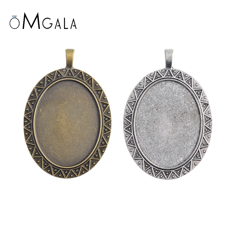 

New Fashion 5pcs 30x40mm Inner Size Antique Bronze Pierced Style Cabochon Base Setting Charms Pendant