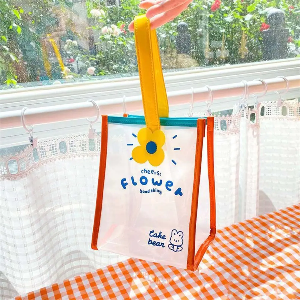 

Cute Fashion Cartoon Beach Bag Transparent Bag Lunch Box Kids Flowers PVC Tote Bag Women Handbags Picnic Tote Lunch Bag