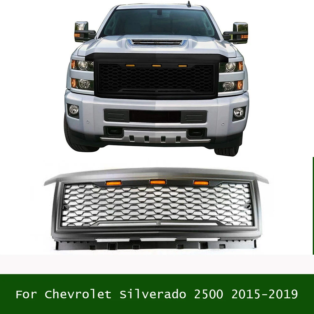

For Chevrolet Silverado 2500 2015-2019 Car Modification Parts Trim Mesh Cover Bumper Grill Upper Racing Grills Radiator Grille