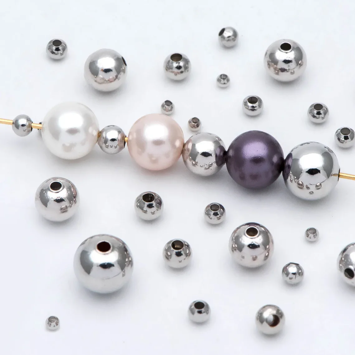 

Platinum Color Round Spacer Beads For Bracelet DIY Jewelry Making Accessories Loose Bead Jewelry Parts
