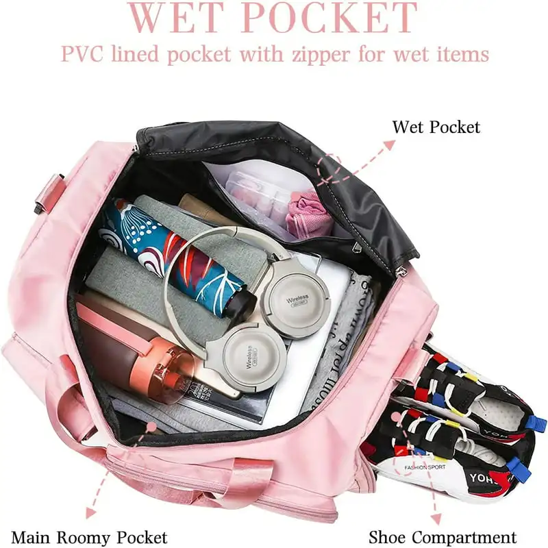 Fashionable Waterproof, Lightweight Portable Gym Duffel Bag: Large Capacity, Travel Overnight Sport Bag Perfect for Weekender Sp