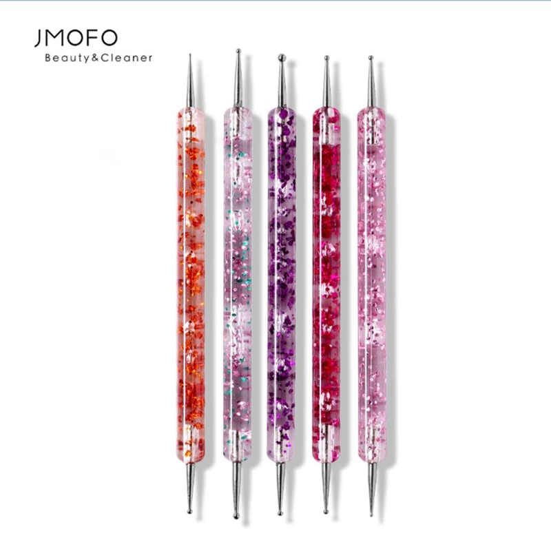 

5pc Double Head Nail Drill Dotting Pens Chain Link Beads Dots Painting Rhinestones Nail Stick UV Gel Brush Manicure Tool Hot