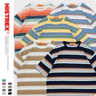 HISTREX Полосатая футболка для женщин и мужчин, унисекс, 100% хлопок, 50 цветов, футболка большого размера, летняя винтажная футболка, лучший бренд, 200 г, женская и мужская футболка