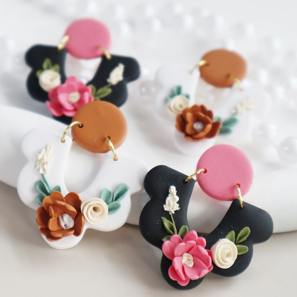 Серьги-подвески из полимерной глины для женщин и девушек