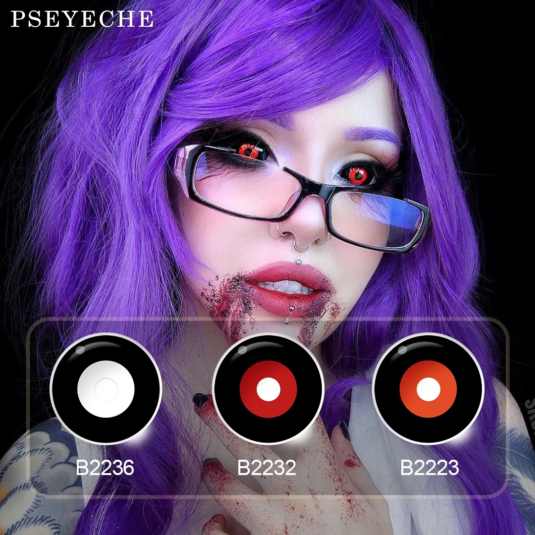 22MM Red And Black Sclera Contacts Vampire Halloween Contact Lenses Tokyo Ghoul Scary Cosplay Eye Contacts Full Eye