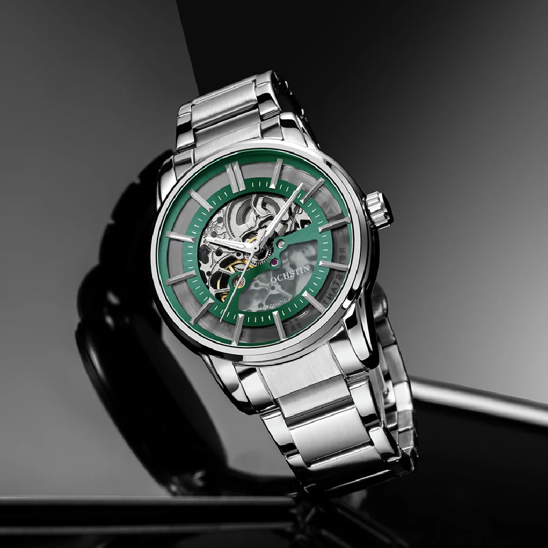 

OCHSTIN Men Watch Automatic Mechanical Luxury Business Skeleton Wristwatch For Man Stainless Steel Clock Relogio Masculino New