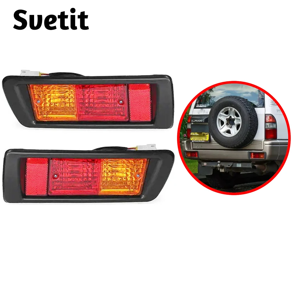 

12V Rear Bumper Light For Toyota Land Cruiser Prado LC90 3400 FJ90 FJ95 2700 1996 -2003 Tail Light Stop Turn Signal Reflector