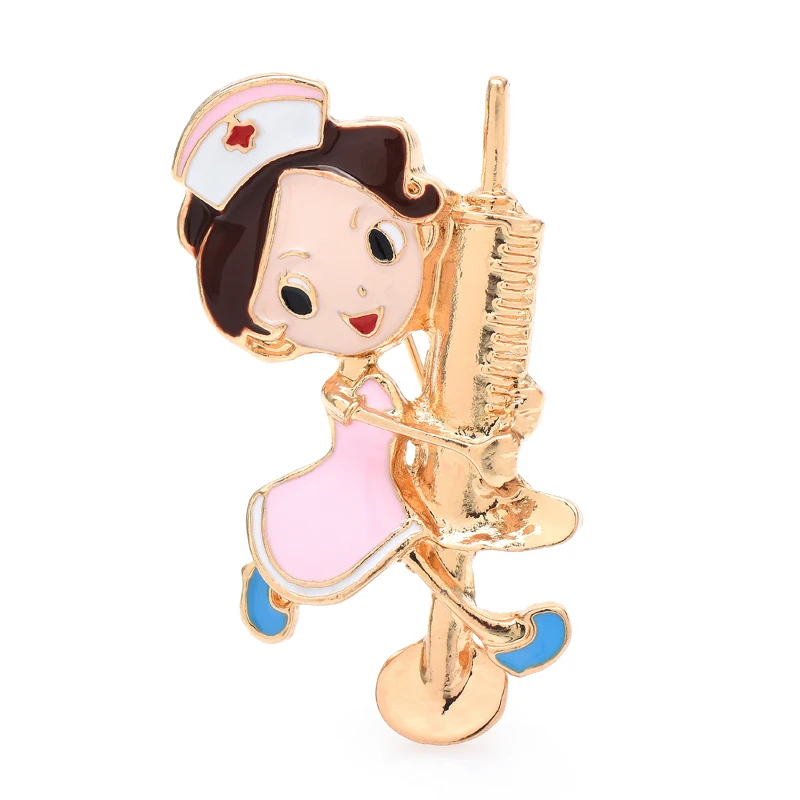 Женская брошь в форме медсестры Wuli &amp baby эмалированная фигурки врача или