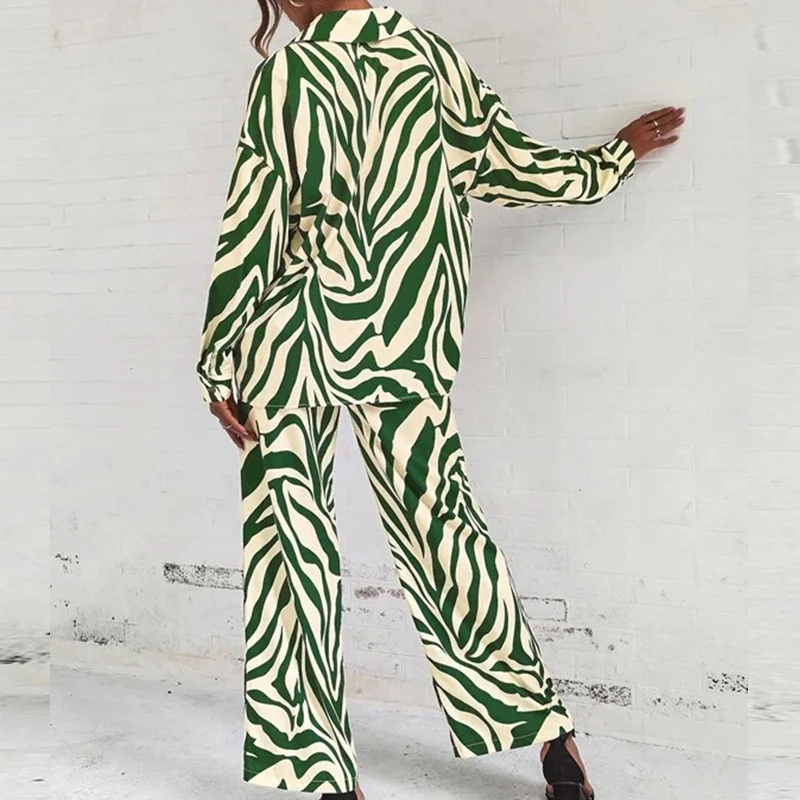 Женский офисный повседневный костюм с лацканами свободная блузка длинным