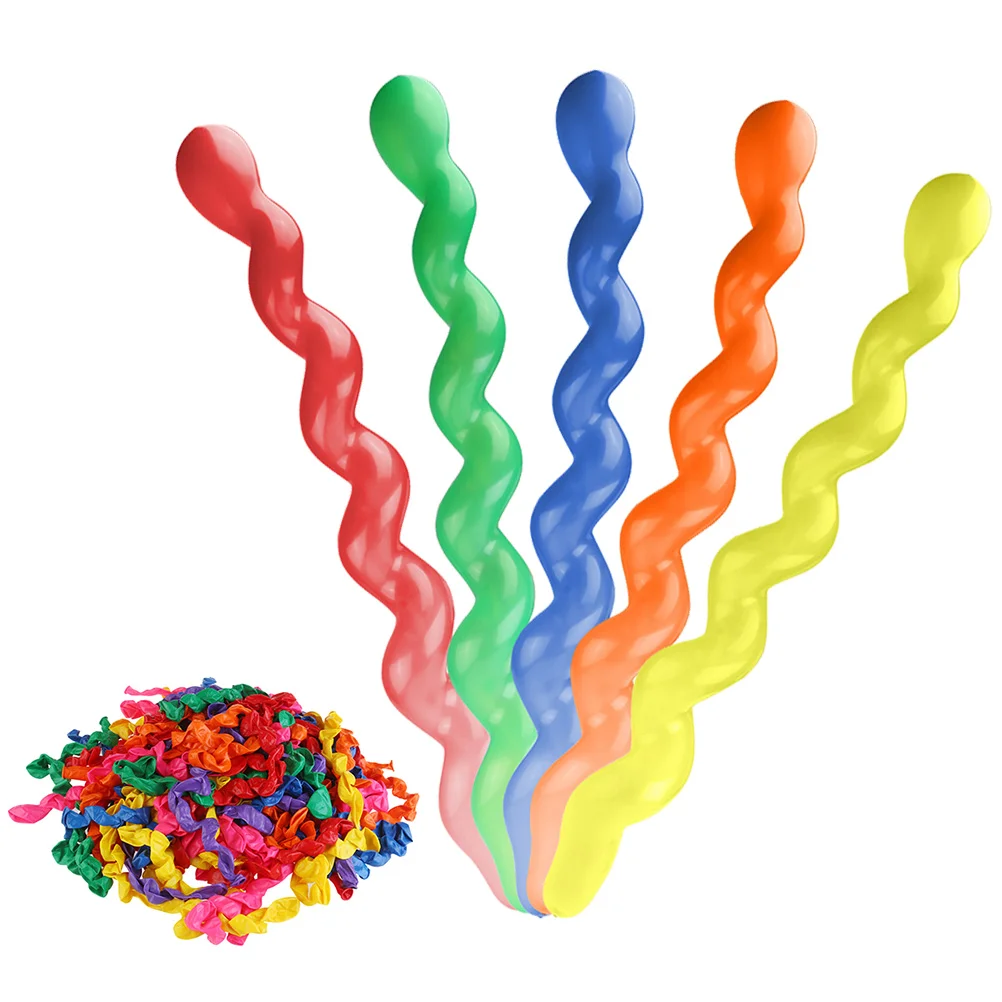 

100pcs Latex Balloons Spiral Balloons Colorful Twisted Balloons Carnival Wedding ( Mix Color ) 2.6g/