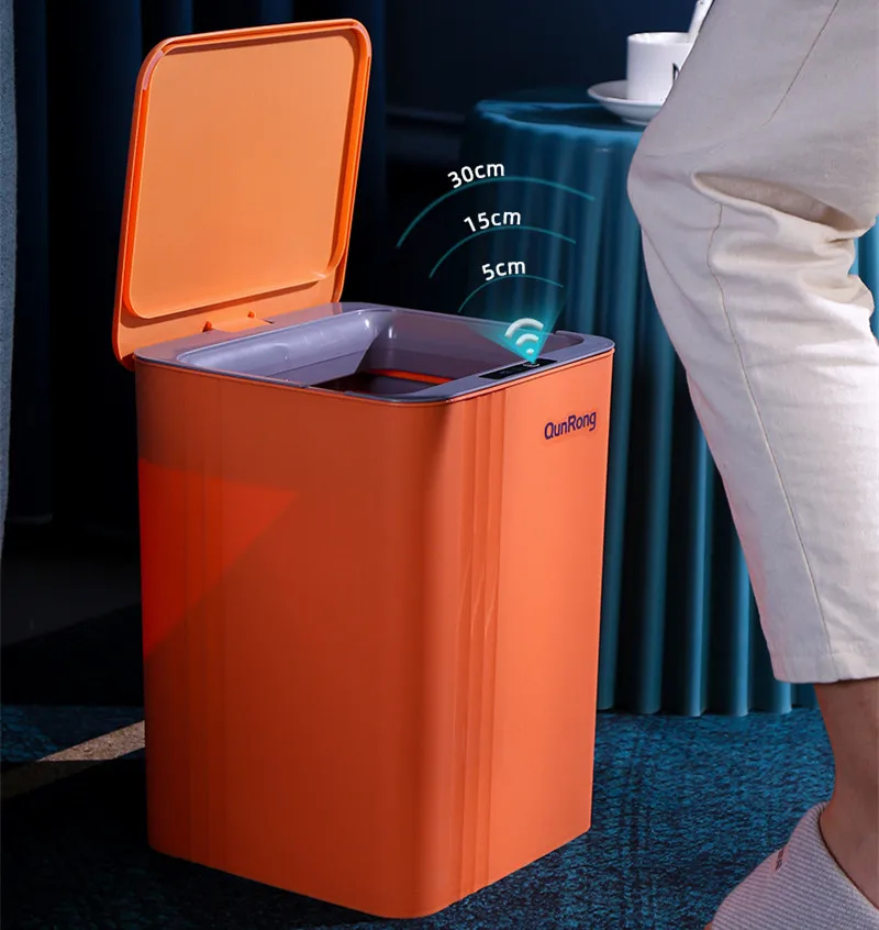 

Trash Dustbin Touchless Kitchen Home Bucket Bathroom Waterproof Can Sensor Smart Garbage For Trash Wastebasket Automatic Bin