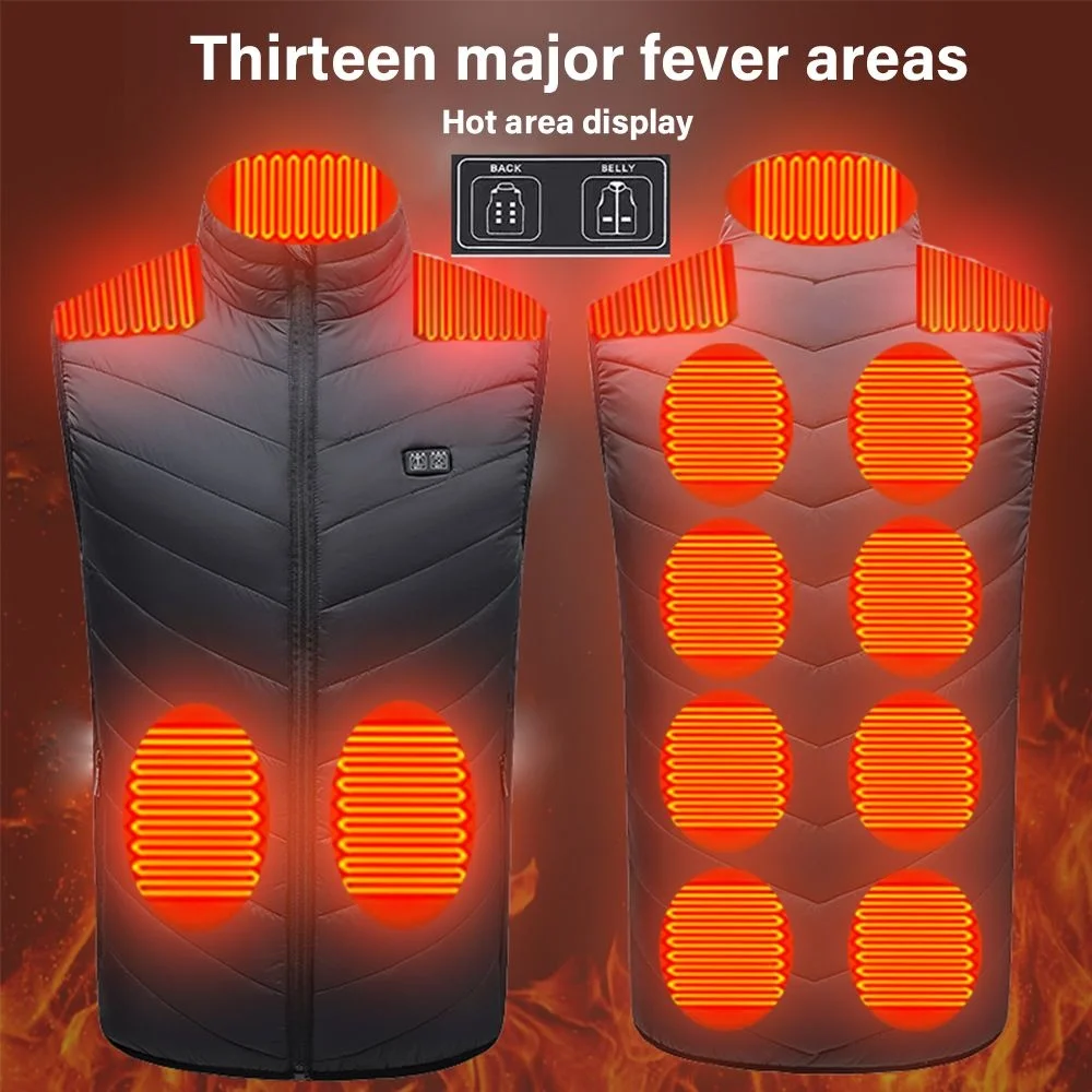 

13 Area Men Heated Vests Black Jackets Women Sportswear Hunting Heated Coat Graphene Heat Coat USB Heating Jacket For Camping