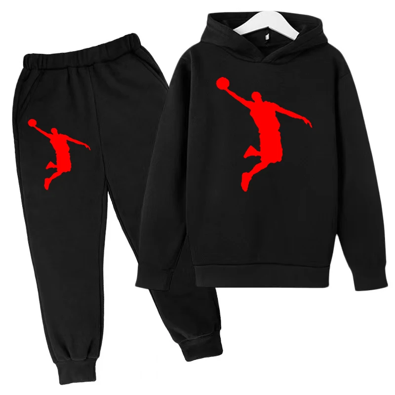 2023 Children's New Basketball Training Clothes Sports Suit Spring and Autumn Boys and Girls Hoodie Brand Charming Coat + Pants