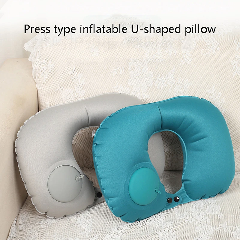 

U-Shape Pillow Travel Portable Press-inflatable Neck Cushion Pillows Foldable Compression Airplane Car Rest Pillow