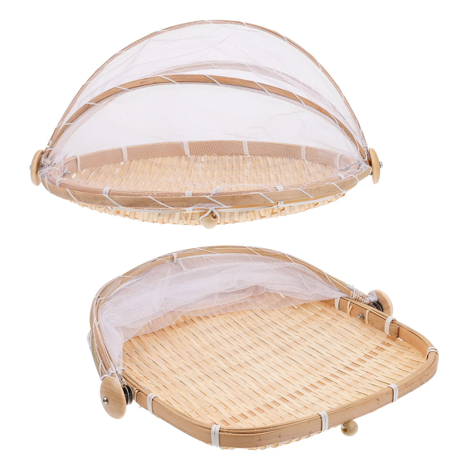 

Screen Food Basket Household Bamboo Woven Dustpan Manual Steamed Bun Multi-function Container Craft Fruit Containers