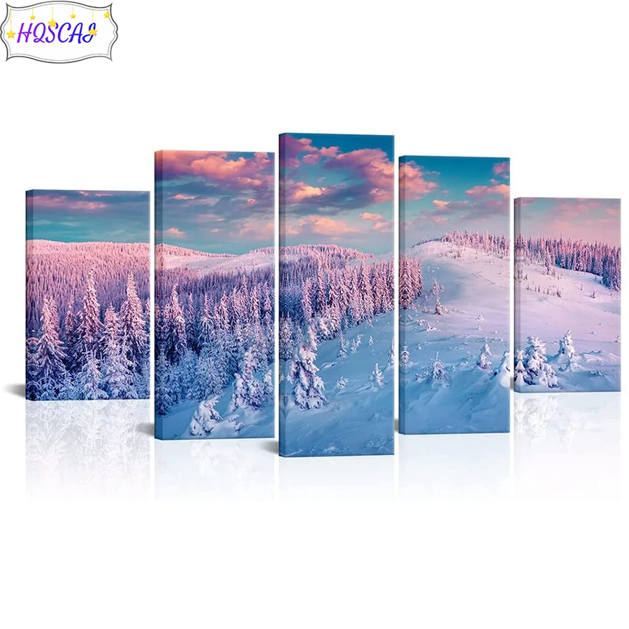 

5pcs natural scenery AB Diamond Painting Cross Stitch Mosaic Diamond Embroidery Full Square Picture Of Rhinestone Home Decor